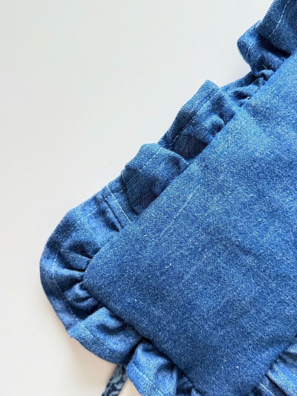 Handmade Denim Ruffle Crossbody Bag Blue Jean Bow Cottagecore Y2K - Picture 4 of 10
